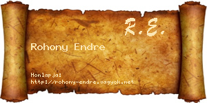 Rohony Endre névjegykártya